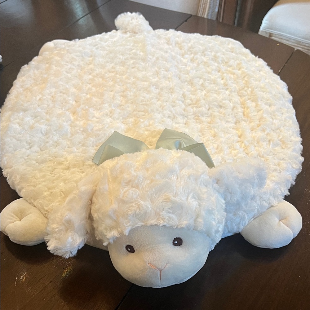 Edgehill Collection Cream Baby Lamb Plush Tummy Time Cushion